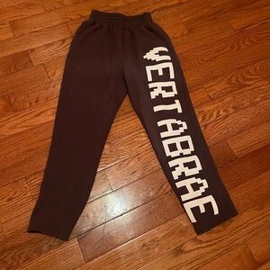 Brown Sweatpants with White Vertabrae Print